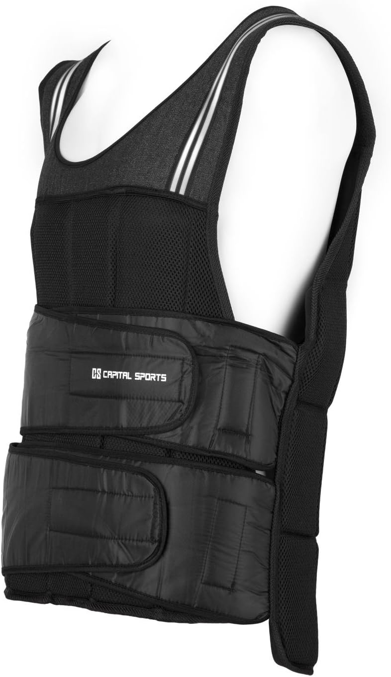 CAPITAL SPORTS Vestpro 10/20 - Gewichtsweste, Fitness-Weste, Weightvest, 10 oder 20 kg, 23 herausneh