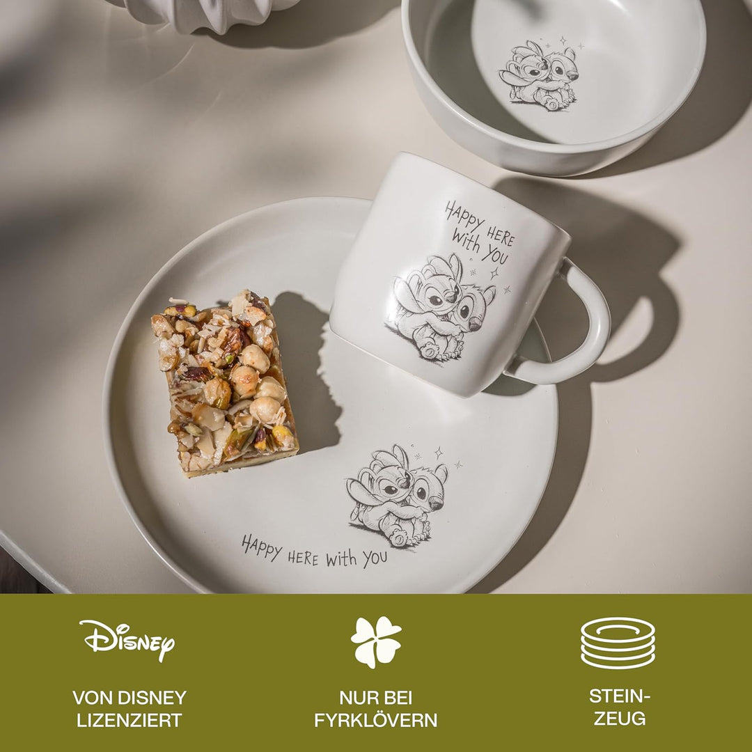 Disney Stitch Kuchenteller 20 cm – Hochwertiges Steingut mit Stitch, mit originellen Zitaten und han
