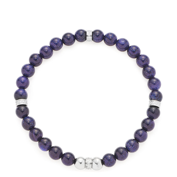 JEWELS BY LEONARDO Loreto Armband aus Edelstahl 1 Stück, elastisches Blaufluss-Perlenarmband mit zir