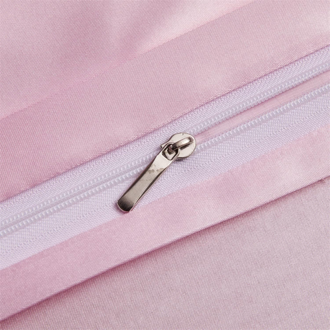 Damier Satin Bettwäsche 200 x 220 cm Rosa Glänzend Glatt 3 teilig Luxus Satin Premium Bettwäsche Set