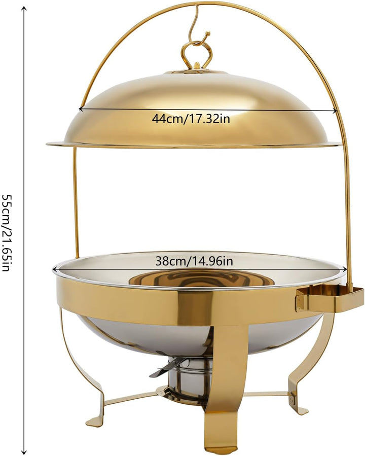 1 Stück Rund Chafing Dish Set 8L Speisenwärmer Edelstahl Buffet Wärmebehälter für Hotels, Cafés, Res
