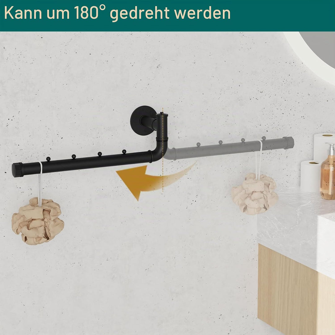 OUTBROS Handtuchhalter Industrial, 40cm Kleiderständer Wandmontage, Schwenkstangen Wandgarderobe, 18