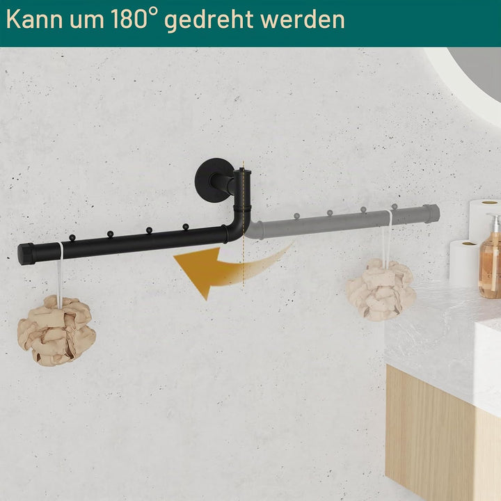 OUTBROS Handtuchhalter Industrial, 40cm Kleiderständer Wandmontage, Schwenkstangen Wandgarderobe, 18
