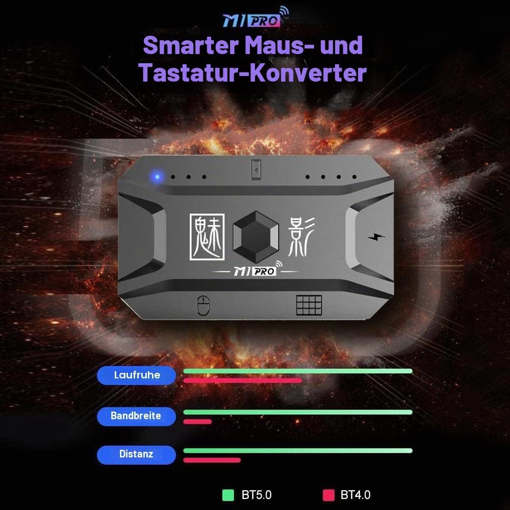 M1 Pro Keyboard Mouse Converter Portable Mobile Game Keyboard und Mouse Adapter BT5.0 Connection Sup