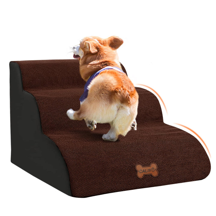 CALIYO Hundetreppe 3 Stufen, Hundetreppe für Kleine Hunde, Katzentreppe 40 cm hoch, Haustiertreppe m