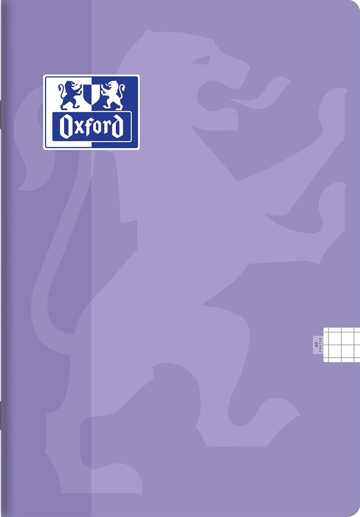 Oxford Touch Schulheft A6 Kladde 48 karierte Blätter mit Seitenrand, Optik Paper 90 g, Polypropylen