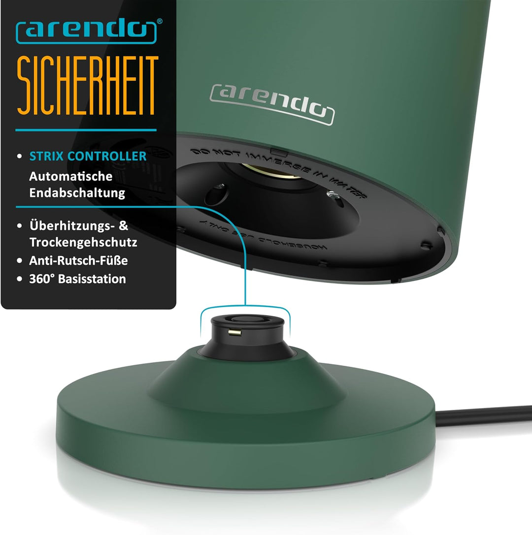 Arendo - Wasserkocher Edelstahl mit Temperatureinstellung - 45°C-100°C - 1.5 Liter - Doppelwand - BP