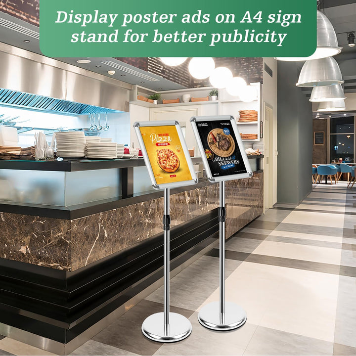 Mutualsign Infoständer A4 Aluminium Plakatständer Höhenverstellbar Posterständer Informationsständer