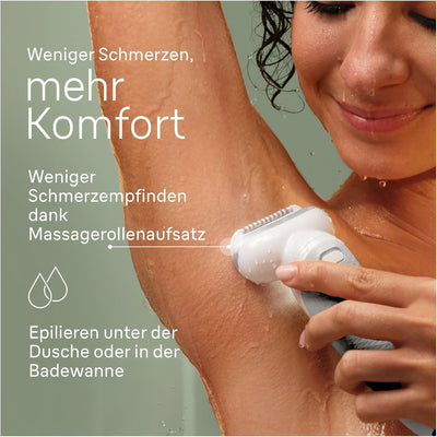 Braun Silk-épil 9, Epilierer Damen / Haarentferner für langanhaltende Haarentfernung, Rasieraufsatz