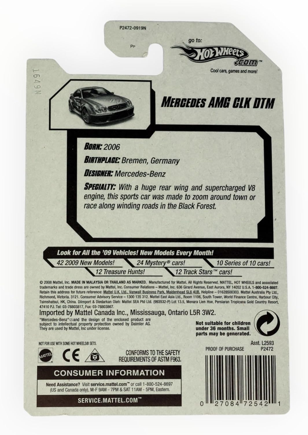 Hot Wheels Mercedes AMG CLK DTM, Dream Garage '09 6/10, Mercedes AMG