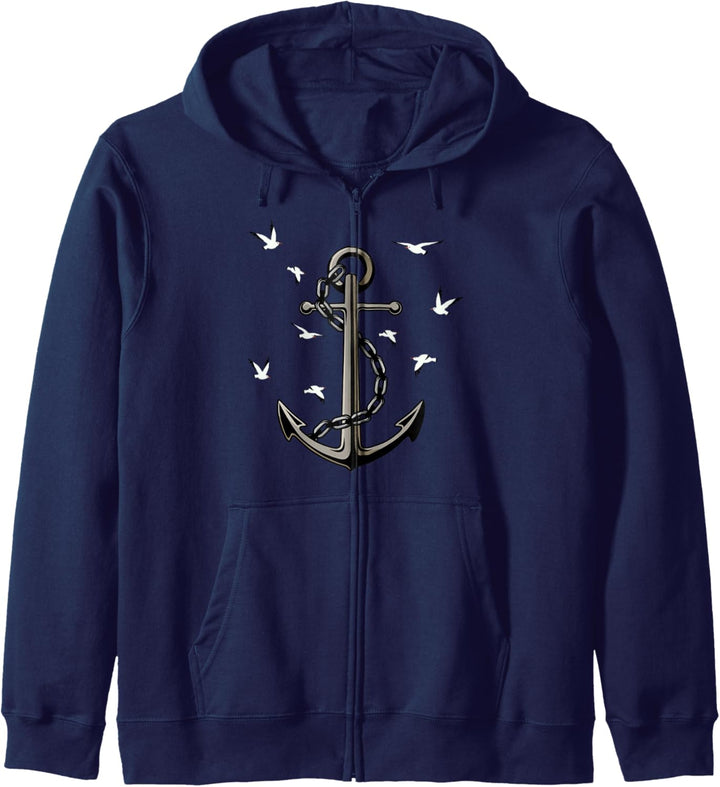 ANKER KETTE MÖWEN Geschenk Idee Bild Spruch Küste Hafen Meer Kapuzenjacke