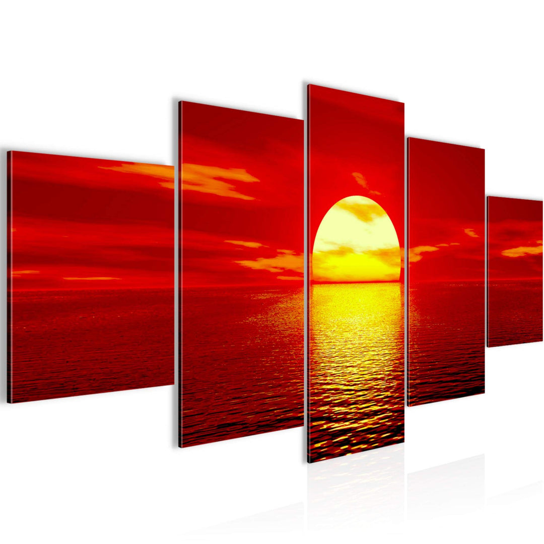 Runa Art Wandbilder Sonnenuntergang Sunset 5 Teilig Bild auf Vlies Leinwand Deko Schlafzimmer Wohnzi
