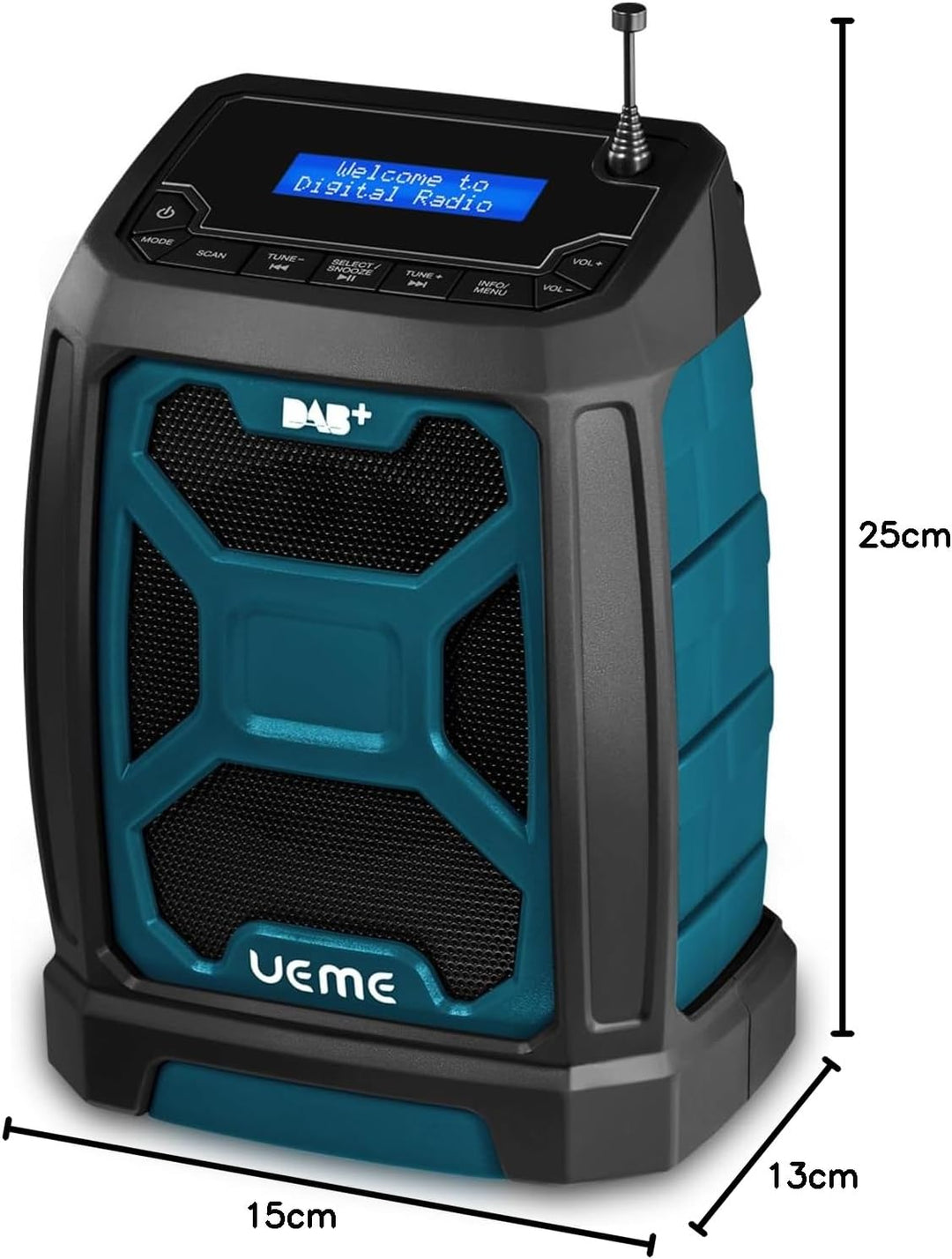 Baustellenradio DAB Mit Akku Aufladbar (6000mAh), DAB+, FM Radio, Bluetooth 5.0, Dual Radiowecker, A