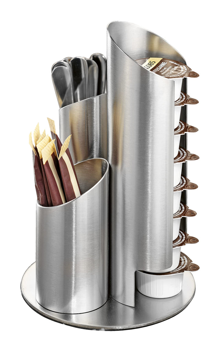Esmeyer 400-2647 Portionsspender Multi aus mattiertem Edelstahl, für Milchdöschen, Zuckertüten und R