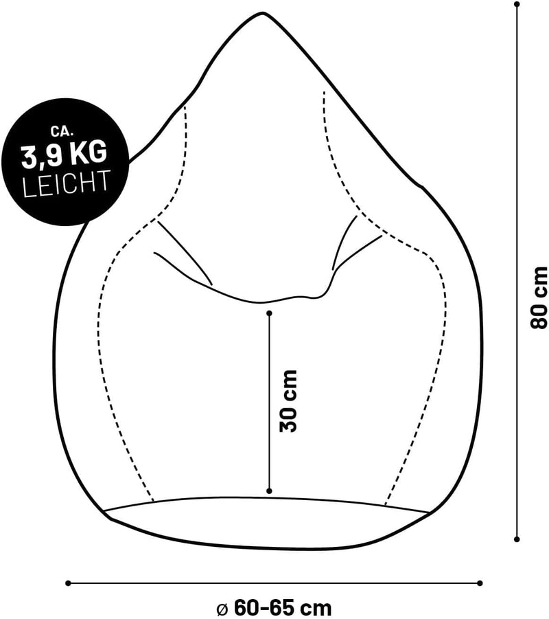 Lumaland Sitzsack Luxury XL Plus 85x65cm | Microvelours Beanbag mit extra weichem & robustem Stoff |