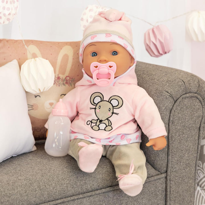 Bayer Design 93844AA Puppe Lisa Magic Eyes, bewegt die Augen, mit Babylauten, interaktiv, sprechend,