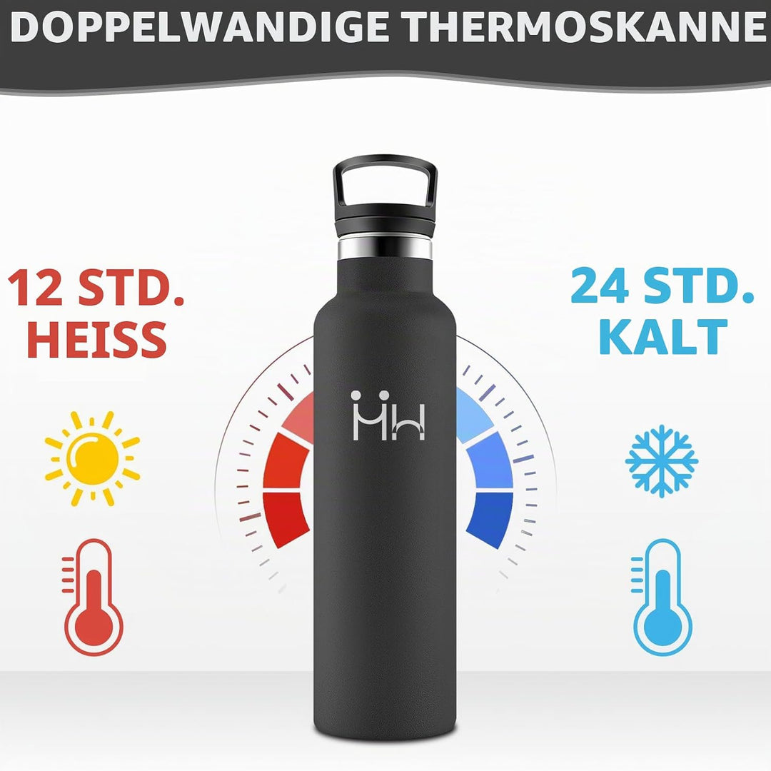 HoneyHolly Trinkflasche 750ML, BPA-Frei, Trinkflasche Edelstahl, Auslaufsichere Isolierflasche Doppe