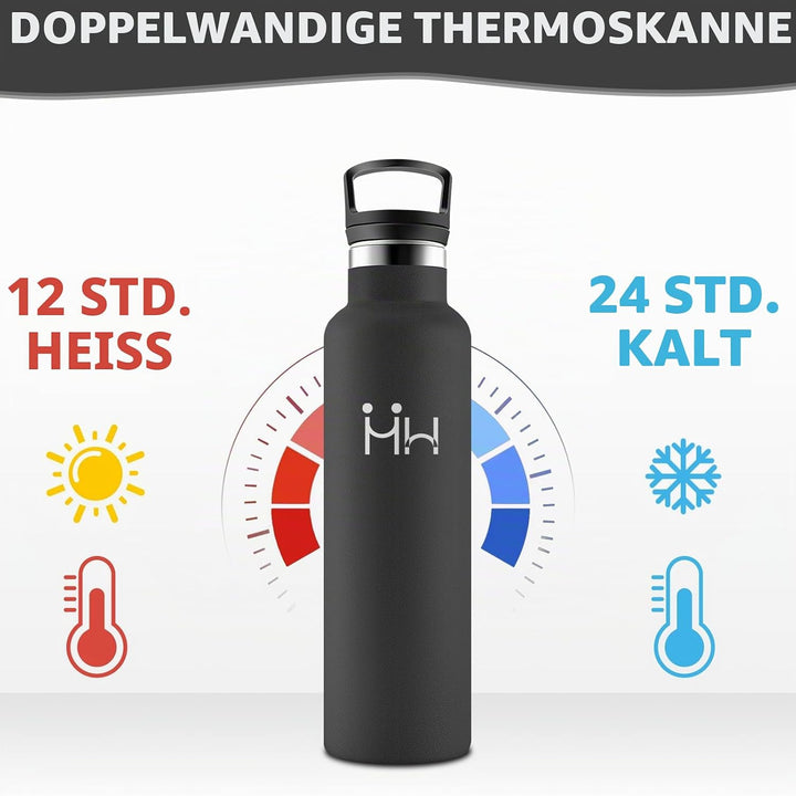 HoneyHolly Trinkflasche 750ML, BPA-Frei, Trinkflasche Edelstahl, Auslaufsichere Isolierflasche Doppe