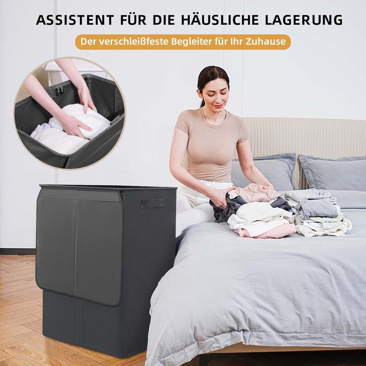 Wäschekorb Mit Deckel, 160L Extra Grosse Wäschekorb 3 Fächer Schmutzige Kleidung Hampers Für Wäsche