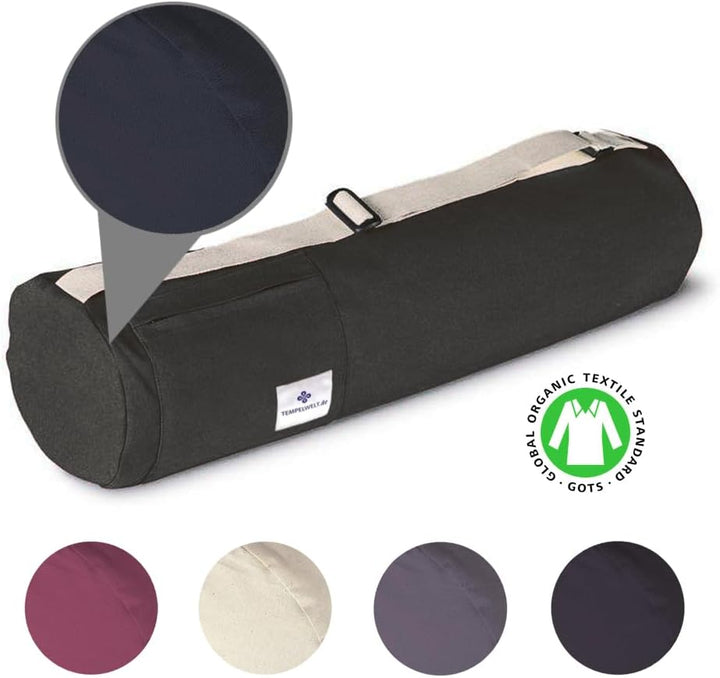Mattentasche für Yogamatte Fitnessmatte 67x17 cm, Tasche aus Bio-Baumwolle Leinen schwarz Tragegriff