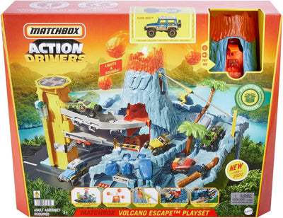 Matchbox HHW21 - Vulkan Spielset, enthält 1 Matchbox Fahrzeug, durch Fahrzeug aktivierte Funktionen,