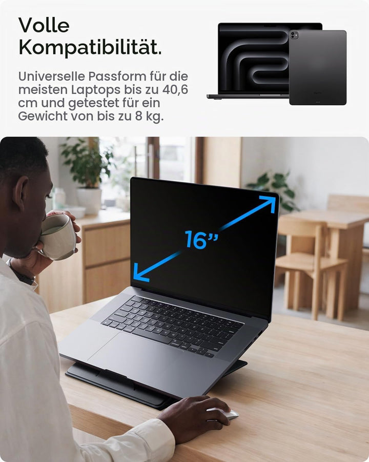 Spigen Slim Fold Laptop Ständer, Faltbare Laptop Halterung, Ergonomischer Erhöhung mit Doppelwinkel