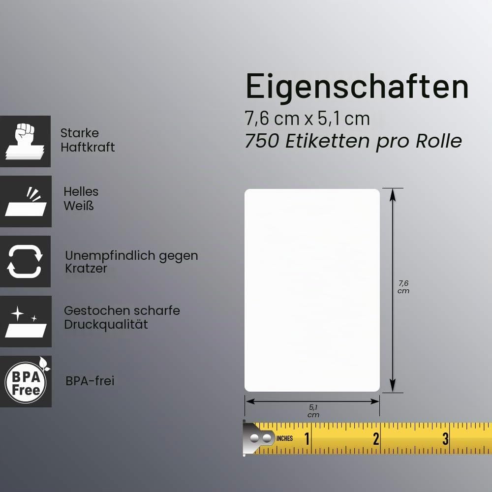BETCKEY - 76mm x 51mm(3 in x 2 in) Perforierte Mehrzweck/Versand von Thermoetiketten Kompatibel mit
