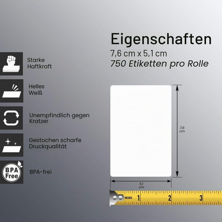BETCKEY - 76mm x 51mm(3 in x 2 in) Perforierte Mehrzweck/Versand von Thermoetiketten Kompatibel mit