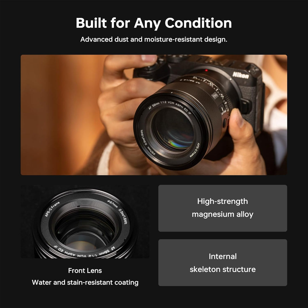 VILTROX 56mm f/1.2 Z-Mount Objektiv für Nikon, 56mm f/1.2 Autofokus Grosse Blendenöffnung APS-C-Obje