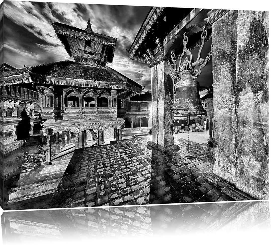 Pixxprint Monocrome, Mystische Stadt, Format: 100x70 auf Leinwand, 100x70