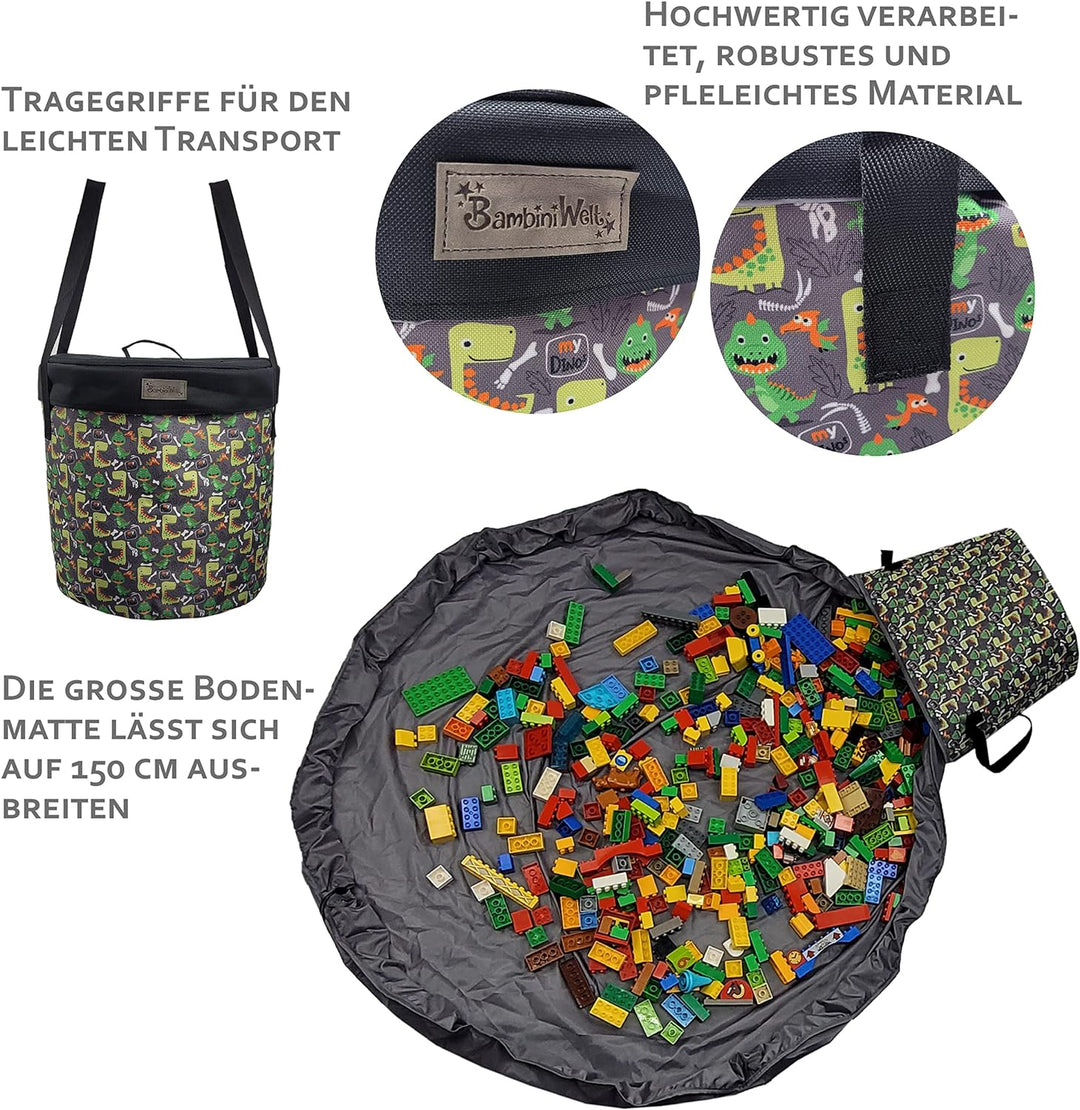 BAMBINIWELT Kinder Aufräumsack Spieldecke Spielzeug-Tasche Aufbewahrung-Beutel Spielzeugaufbewahrung