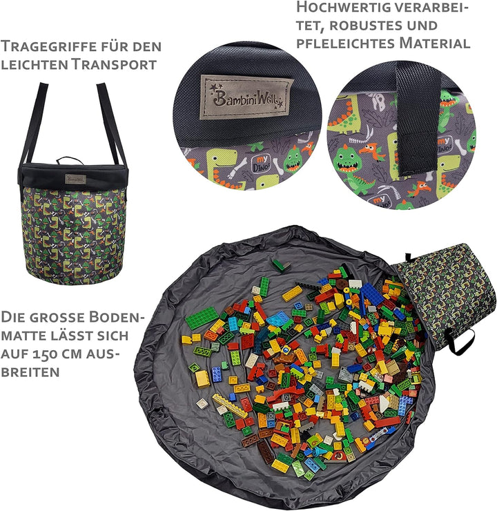 BAMBINIWELT Kinder Aufräumsack Spieldecke Spielzeug-Tasche Aufbewahrung-Beutel Spielzeugaufbewahrung