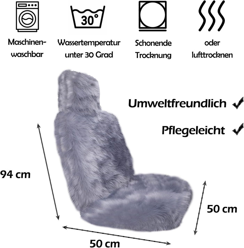 Big Ant Premium Lammfell Sitzbezug Auto, Universal Auto Vordersitz Sitzauflage aus Kunstfell, Sitzau