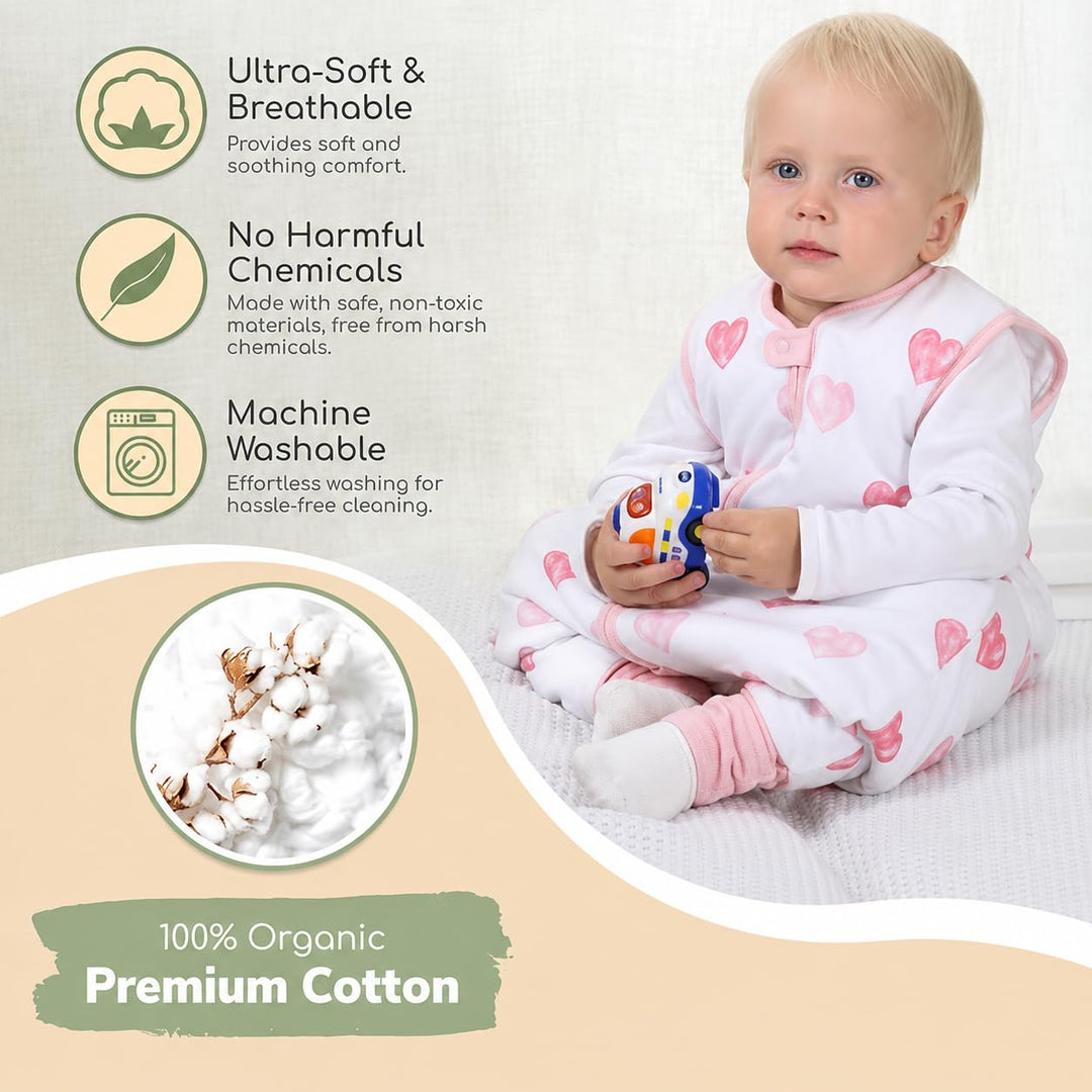 Mama Cheetah Baby Schlafsack, Bio-Baumwolle, Tragbare Babydecke, Schlafsack mit 2-Wege-Reissverschlu