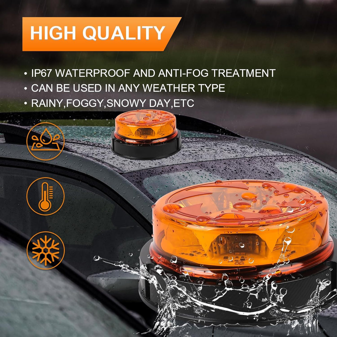 Qiping 1PCS LED Rundumleuchte Orange Warnleuchte Gelb 12V 24V Wasserdicht 6 Modes E-Prüfzeichen für