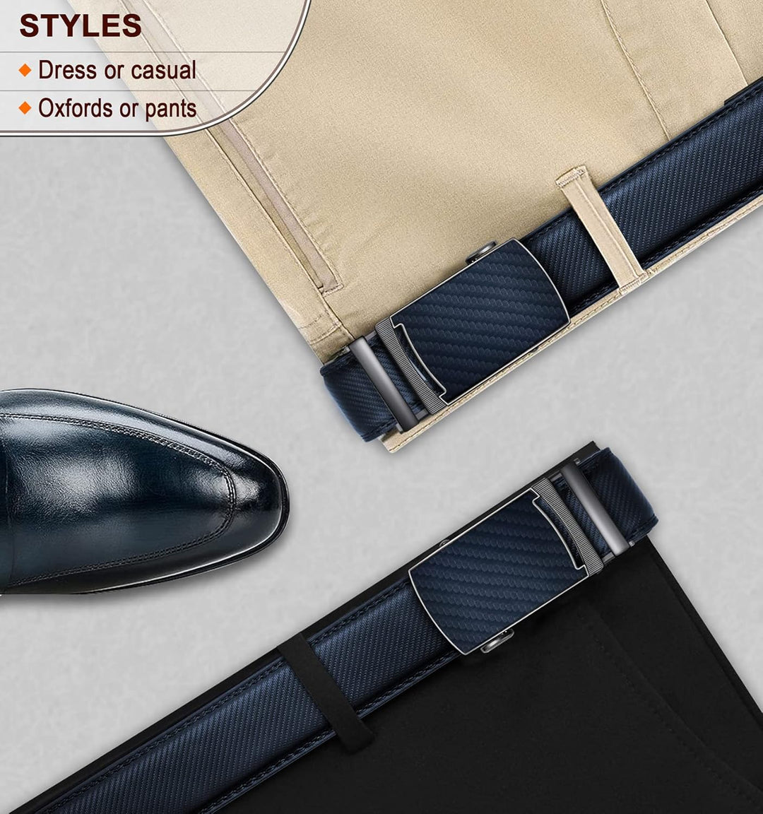KEMISANT Gürtel Herren, Ledergürtel Ratsche Automatikschliesse für Herren Business Anzug,Breit 35mm,