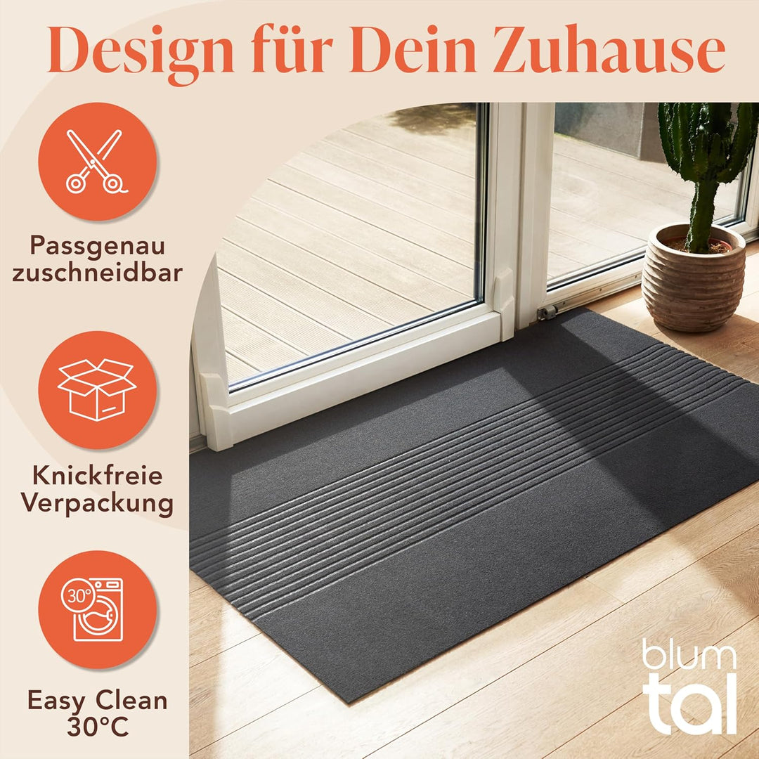 Blumtal Fussmatte 60x90 cm - rutschfeste Schmutzfangmatte - Fussabtreter mit Muster - Fussmatten Hau