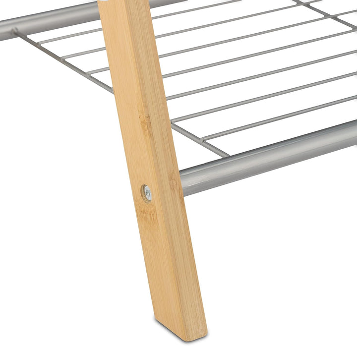 Relaxdays Handtuchhalter, 4 Stangen und Ablage, für Hand- & Badetücher, Handtuchständer, Bambus & Ei