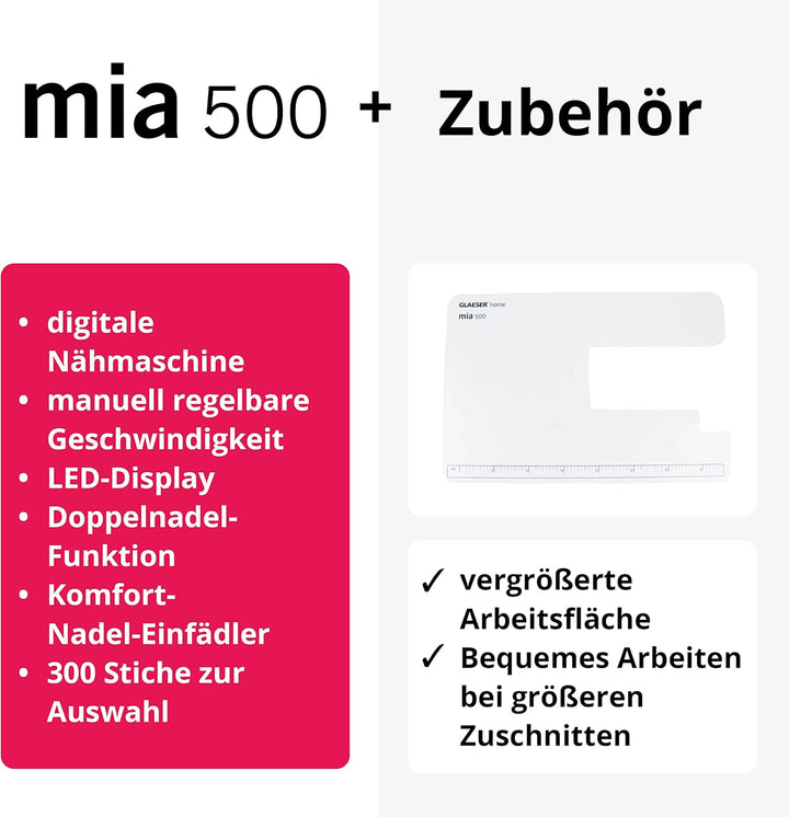 GLAESERhome Nähmaschinen Bundle | Anfänger & Overlock | Einfache Handhabung | Digitale Nähmaschine (