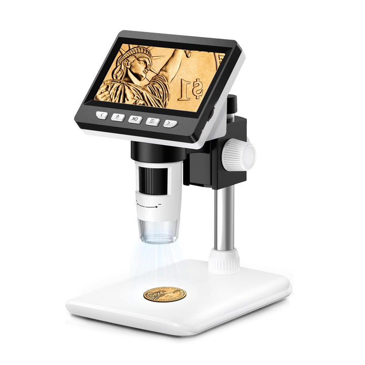 GlobalCrown Mikroskop für Kinder/Erwachsene,Mikroskop digital 4,3 Zoll Bildschirm 1000X facher Vergr