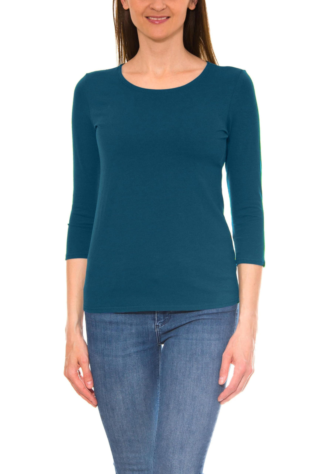 Damen Shirt 3/4 Arm mit Rundhals S Petrolgrün, S Petrolgrün