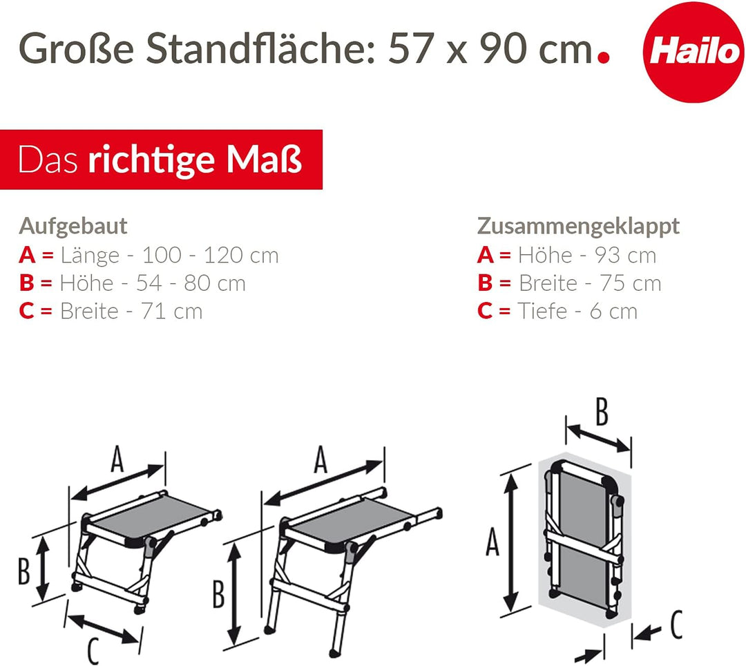 Hailo TP1 Treppenpodest - Arbeitsplattform aus Rutschfester Siebdruckplatte mit Tragegriff und integ