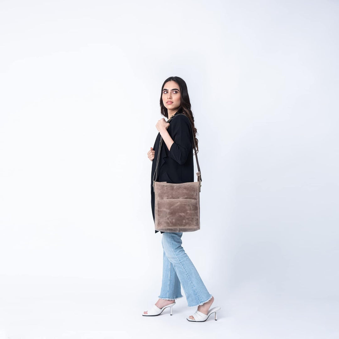 LEABAGS Leder Handtasche Damen I Premium Echtleder Umhängetasche I Schultertasche I Damentasche I Tr