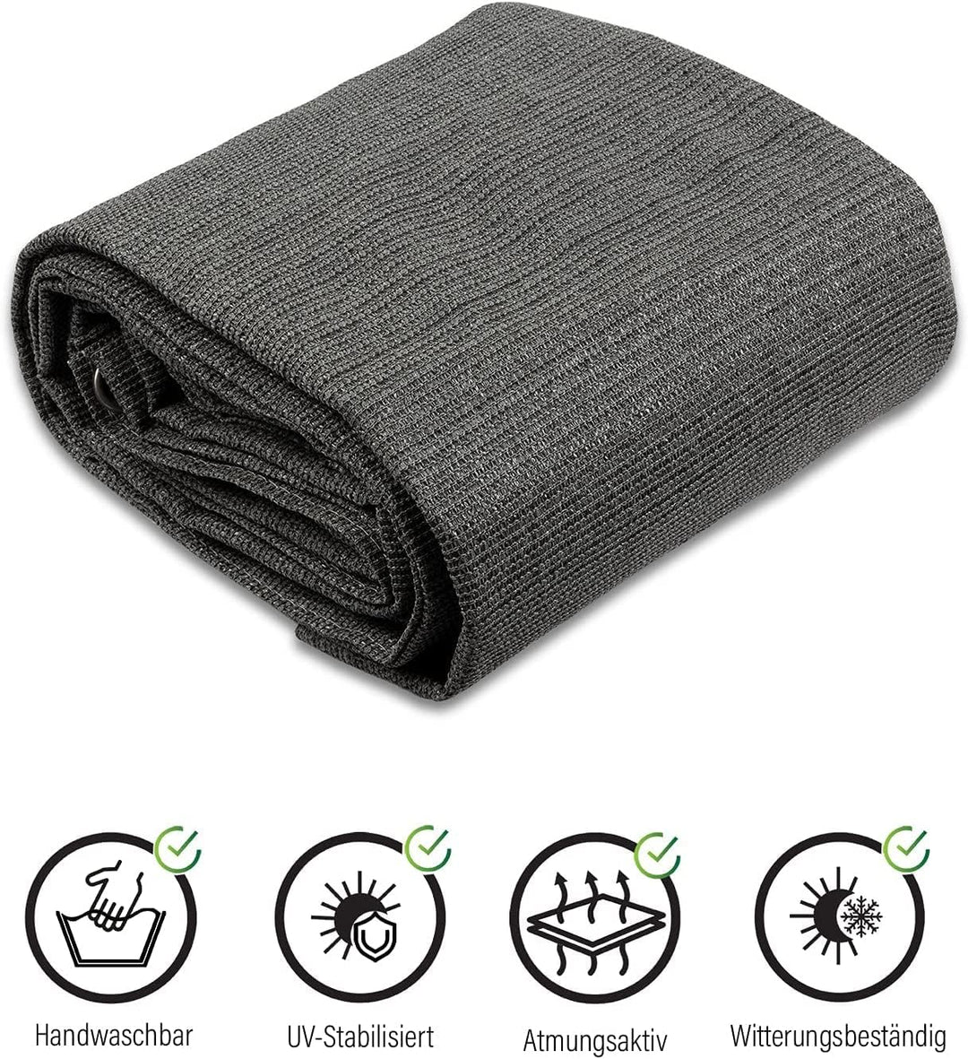 Floordirekt Camping Vorzeltteppich - 240 g/m² HDPE - mit Edelstahl-Ösen & 4X T-Heringe - wasserdurch