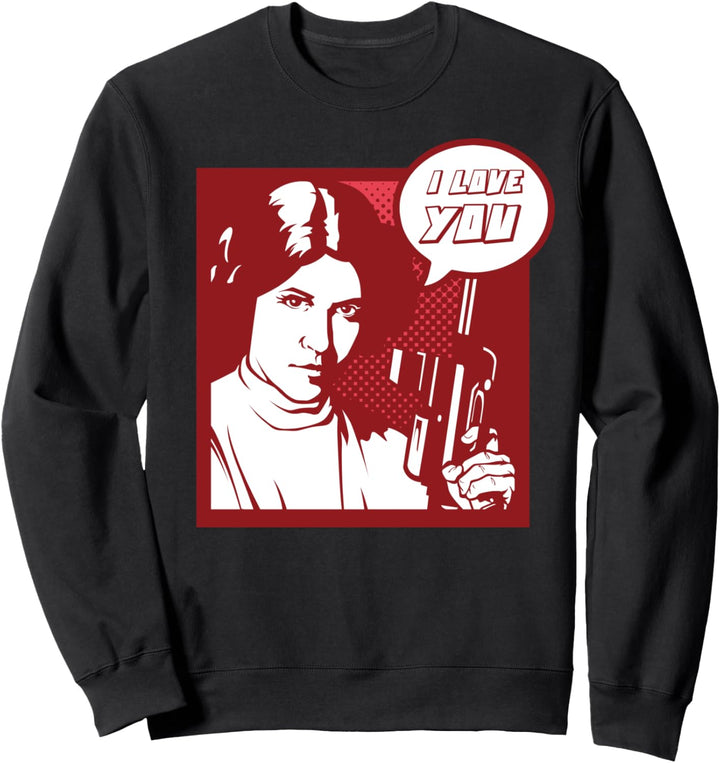 Star Wars Princess Leia I Love You Pop Art Text Sweatshirt