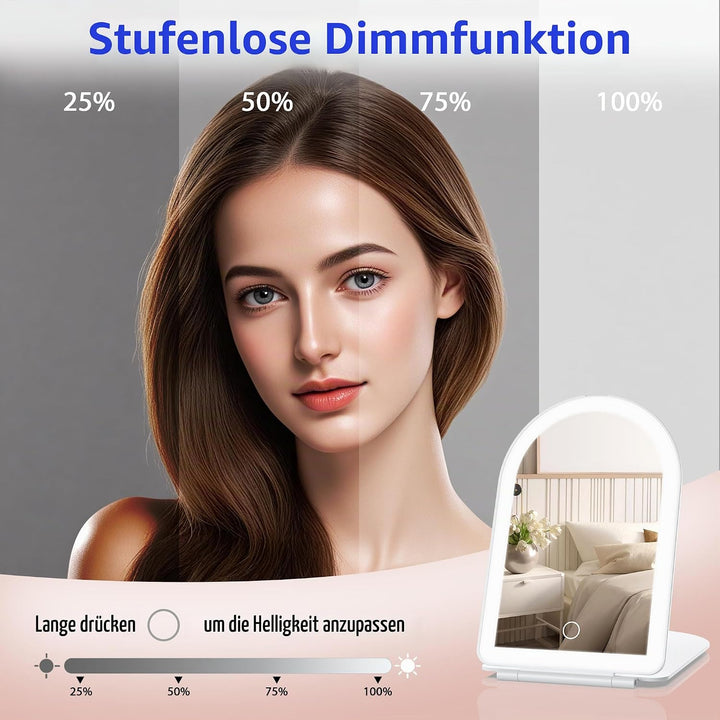 WEILY Schminkspiegel mit Beleuchtung, 10-Fach Vergrösserungsspiegel, Kosmetikspiegel mit LED Licht &amp;