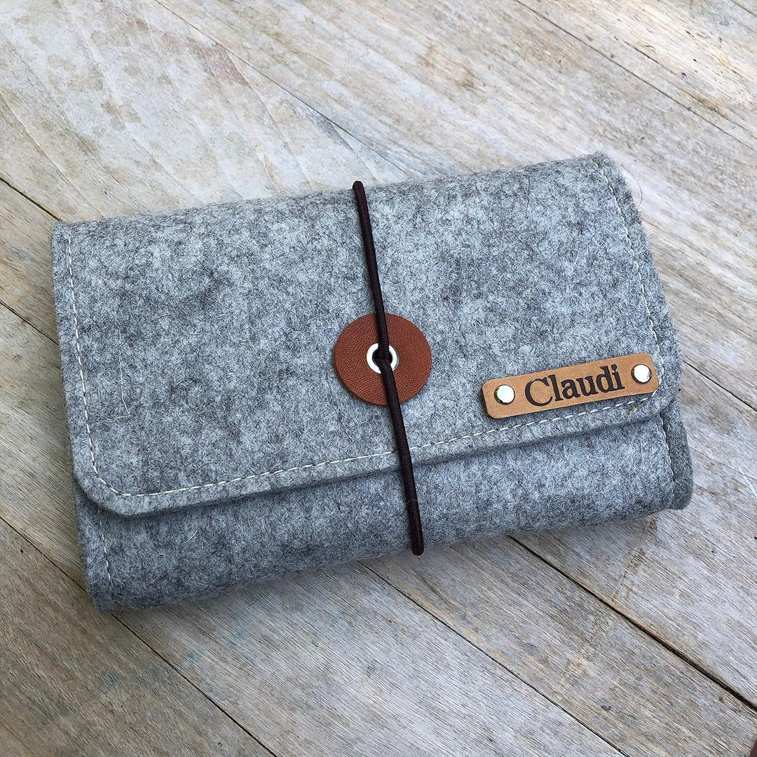 Kabeltasche aus Wollfilz, Tasche für Notebookzubehör | Für Ladekabel, Maus.. | PERSONALISIERT | Farb