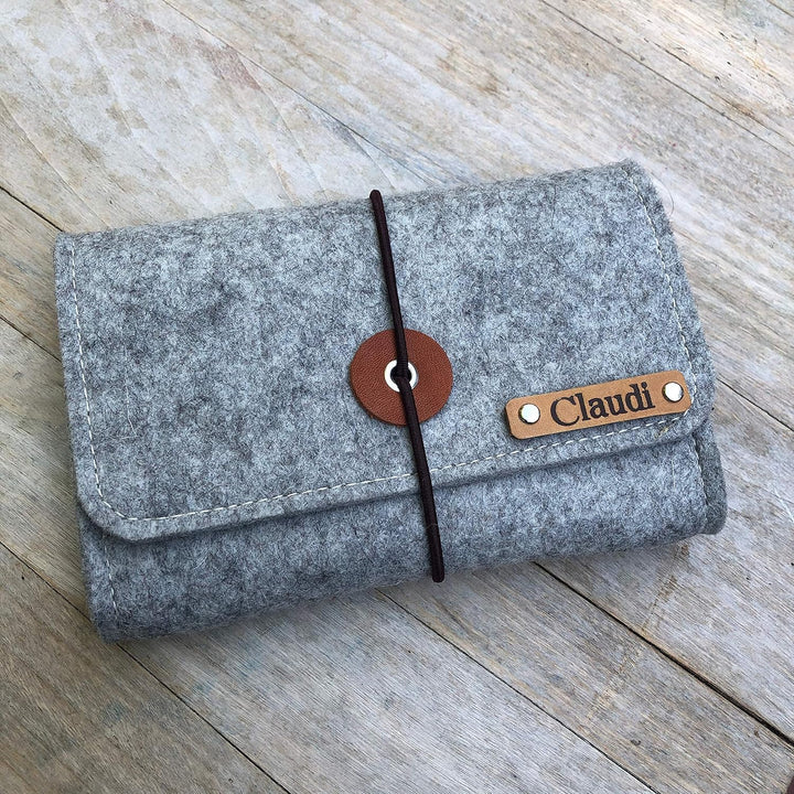 Kabeltasche aus Wollfilz, Tasche für Notebookzubehör | Für Ladekabel, Maus.. | PERSONALISIERT | Farb