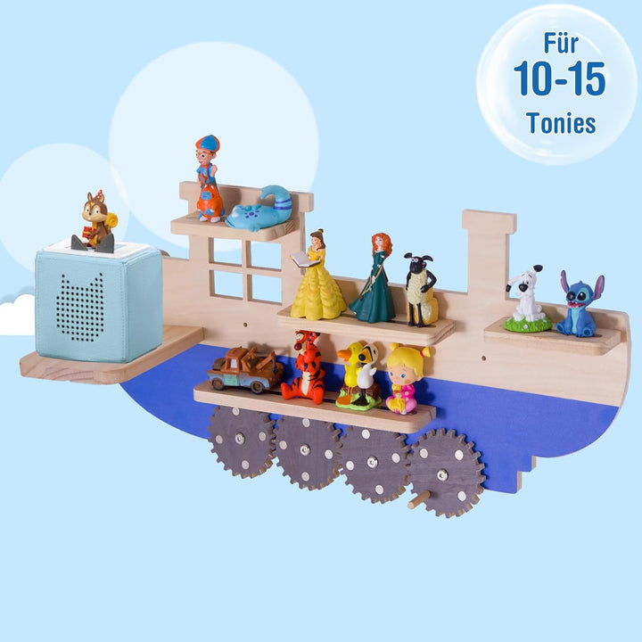 Todeco Tonie-Regal für Toniebox Hörfiguren, Magnetische Aufbewahrung für 10-15 Tonie, Wandregal Kind
