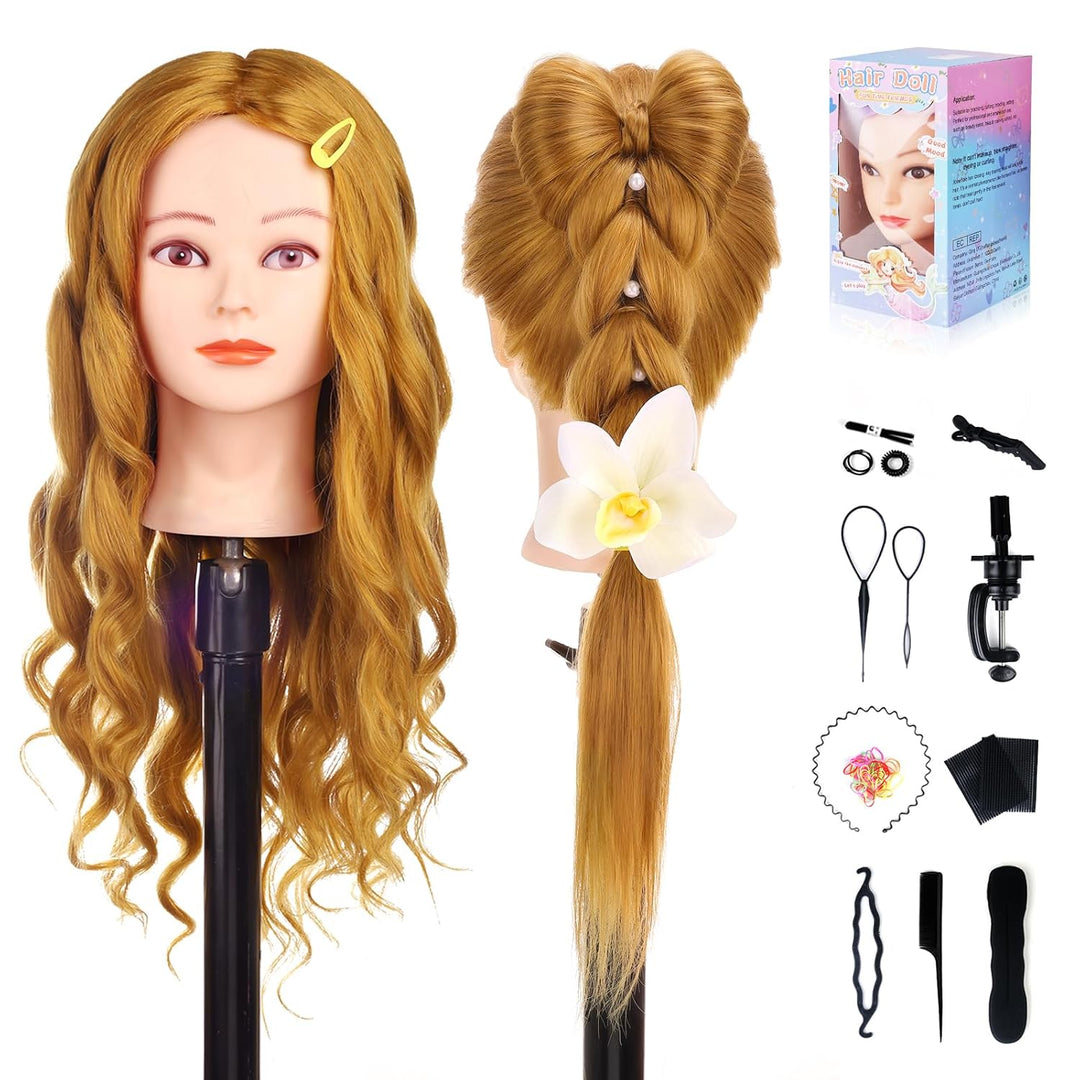 TopDirect Frisierkopf, 66cm/26 Zoll Puppenkopf zum Frisieren Langhaar, 70% natürliches Haar Training